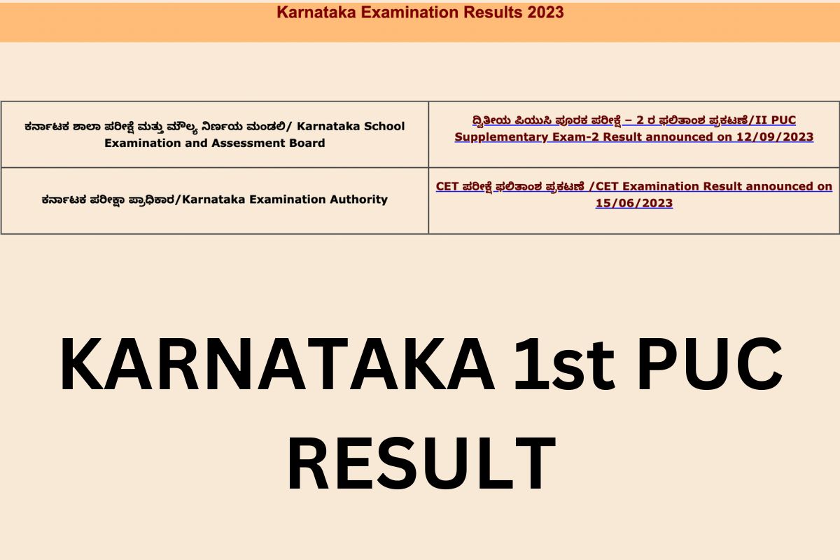 Karnataka 1st PUC Result 2024 11th Class Results (Out) kseab